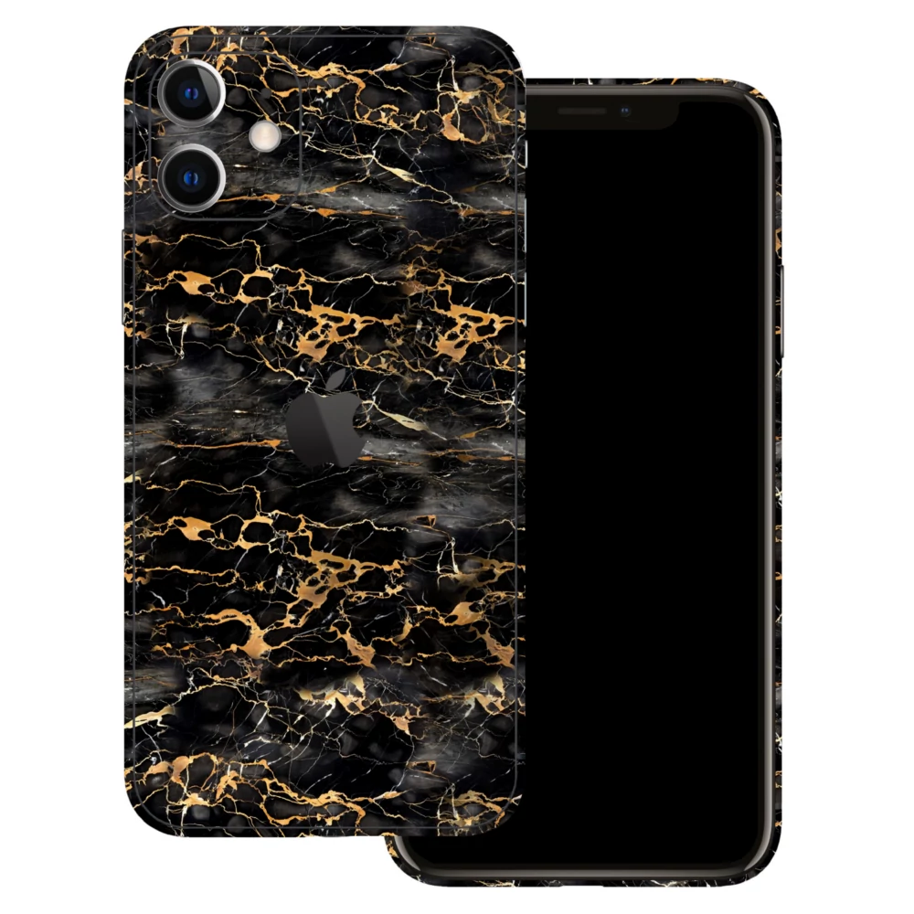 iPhone 11 - Fekete-arany márvány hátlap fólia