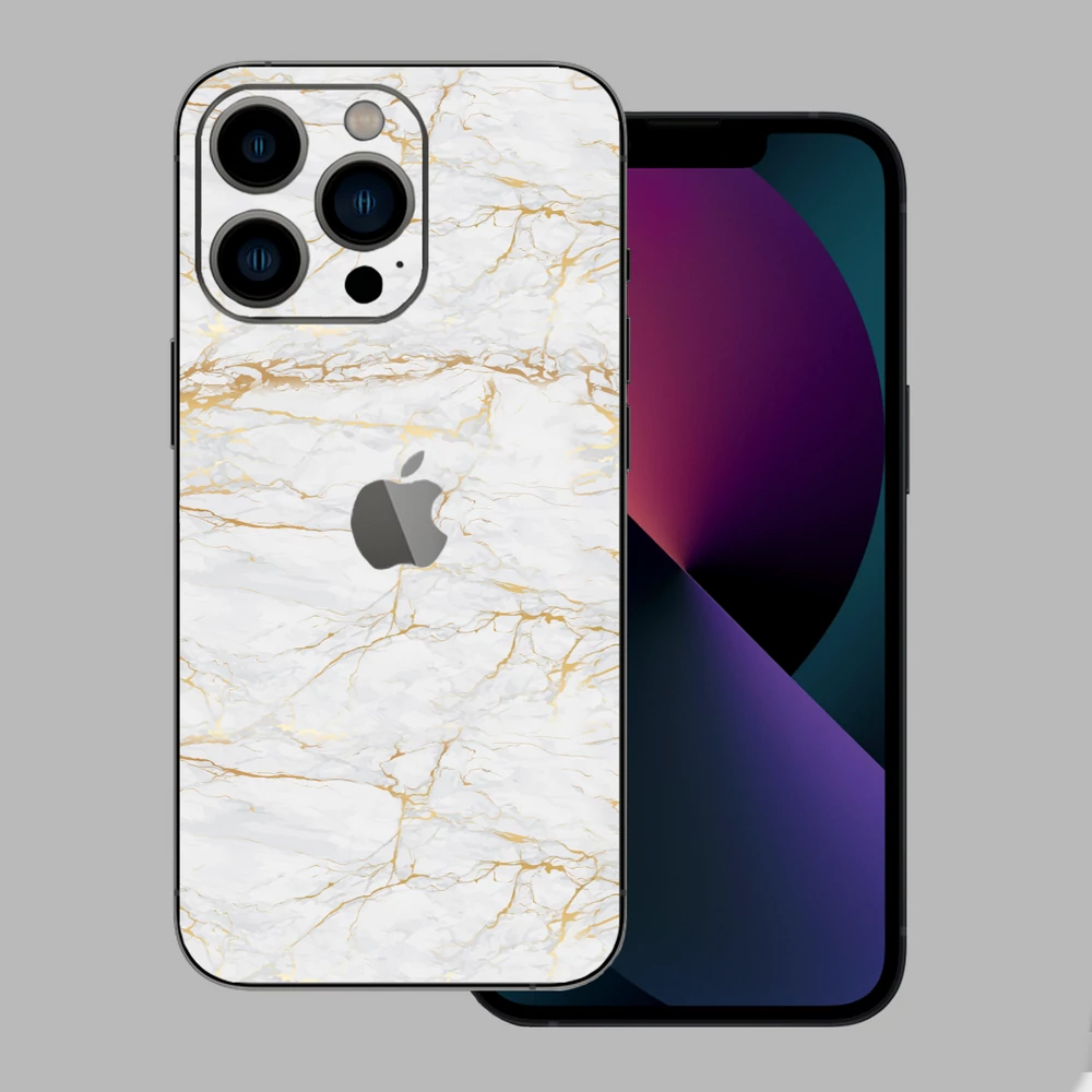 iPhone 13 Pro Max - Arany márvány mintás hátlap fólia