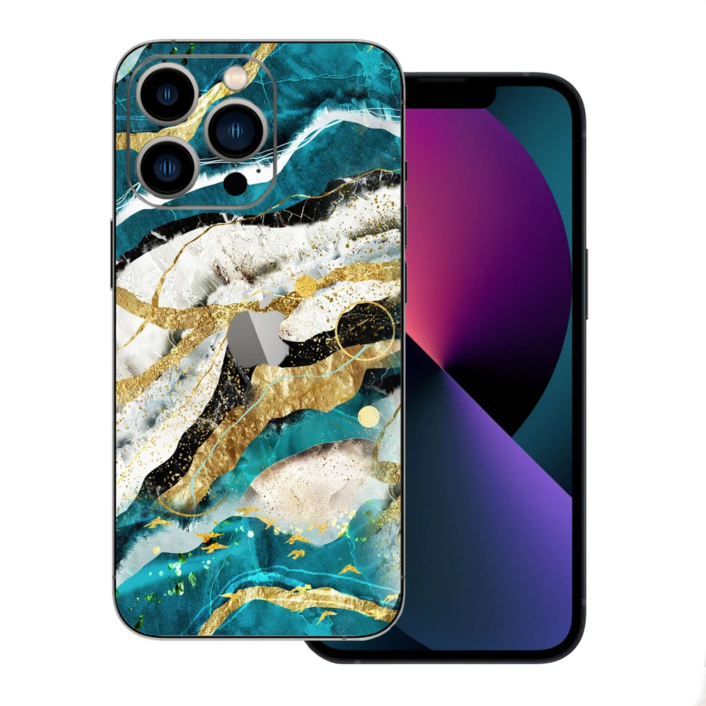 iPhone 13 Pro Max - Kék agata mintás hátlap fólia