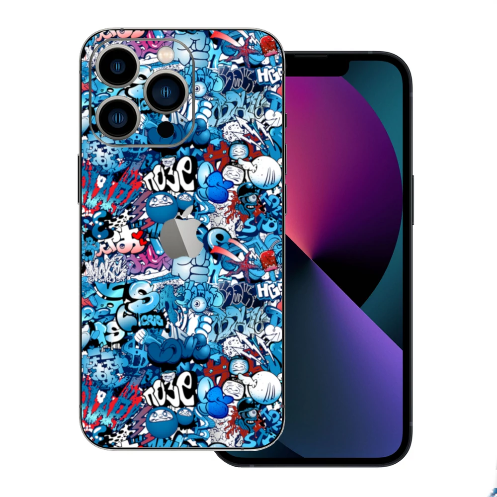 iPhone 13 Pro Max - Kék graffiti mintás hátlap fólia