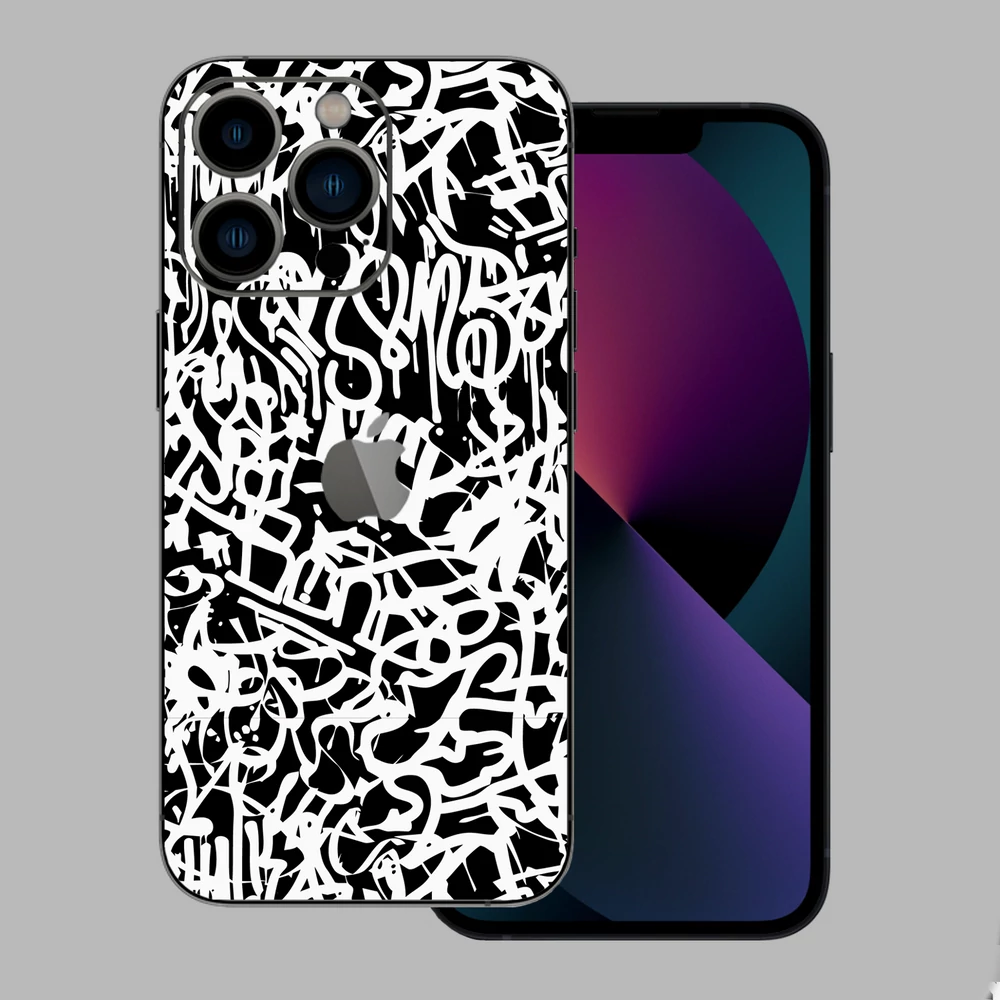 iPhone 13 Pro Max - Monokróm graffiti hátlap fólia