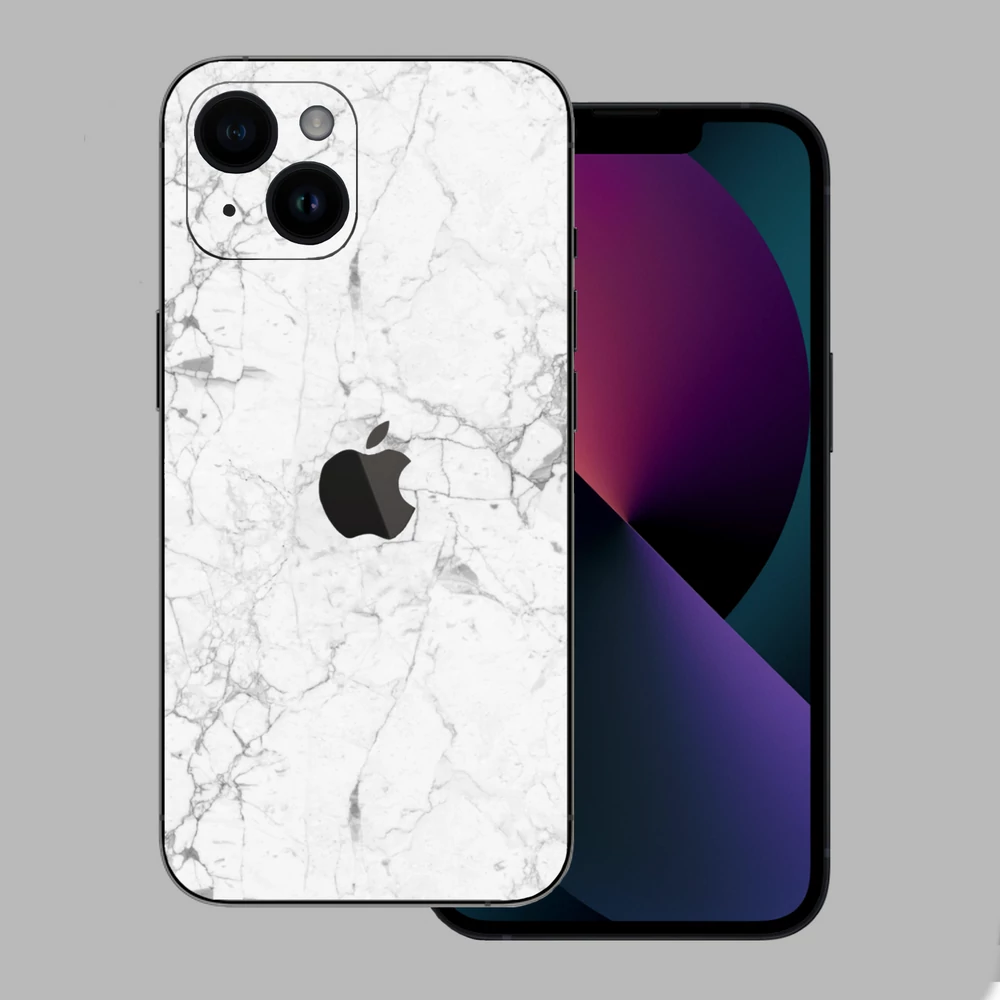 iPhone 15 Plus  - Fehér márvány mintás hátlap fólia