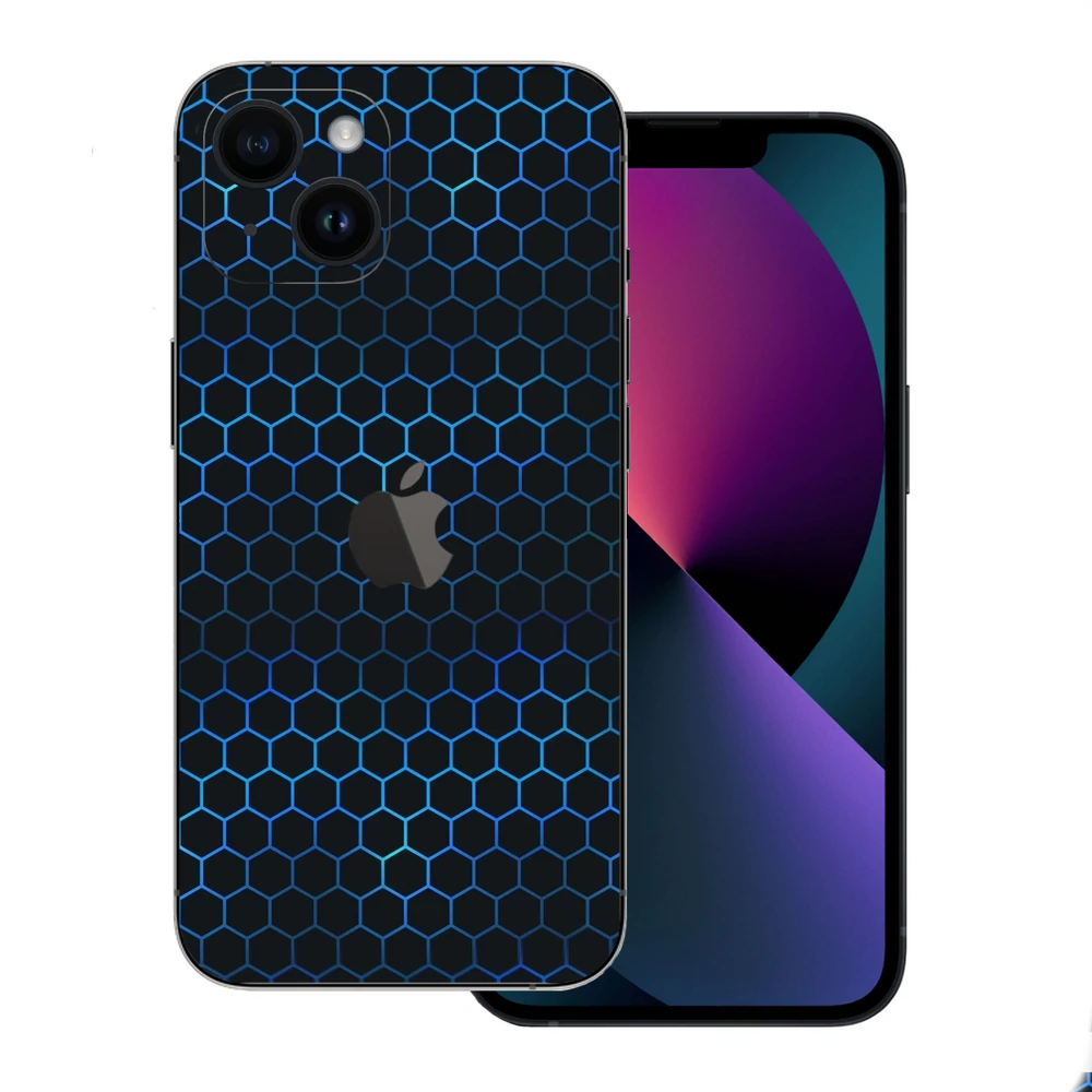 iPhone 15 Plus - Kék méhsejt hátlap fólia