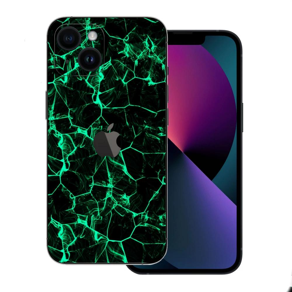 iPhone 15 Plus - Zöld füstcsíkos hátlap fólia