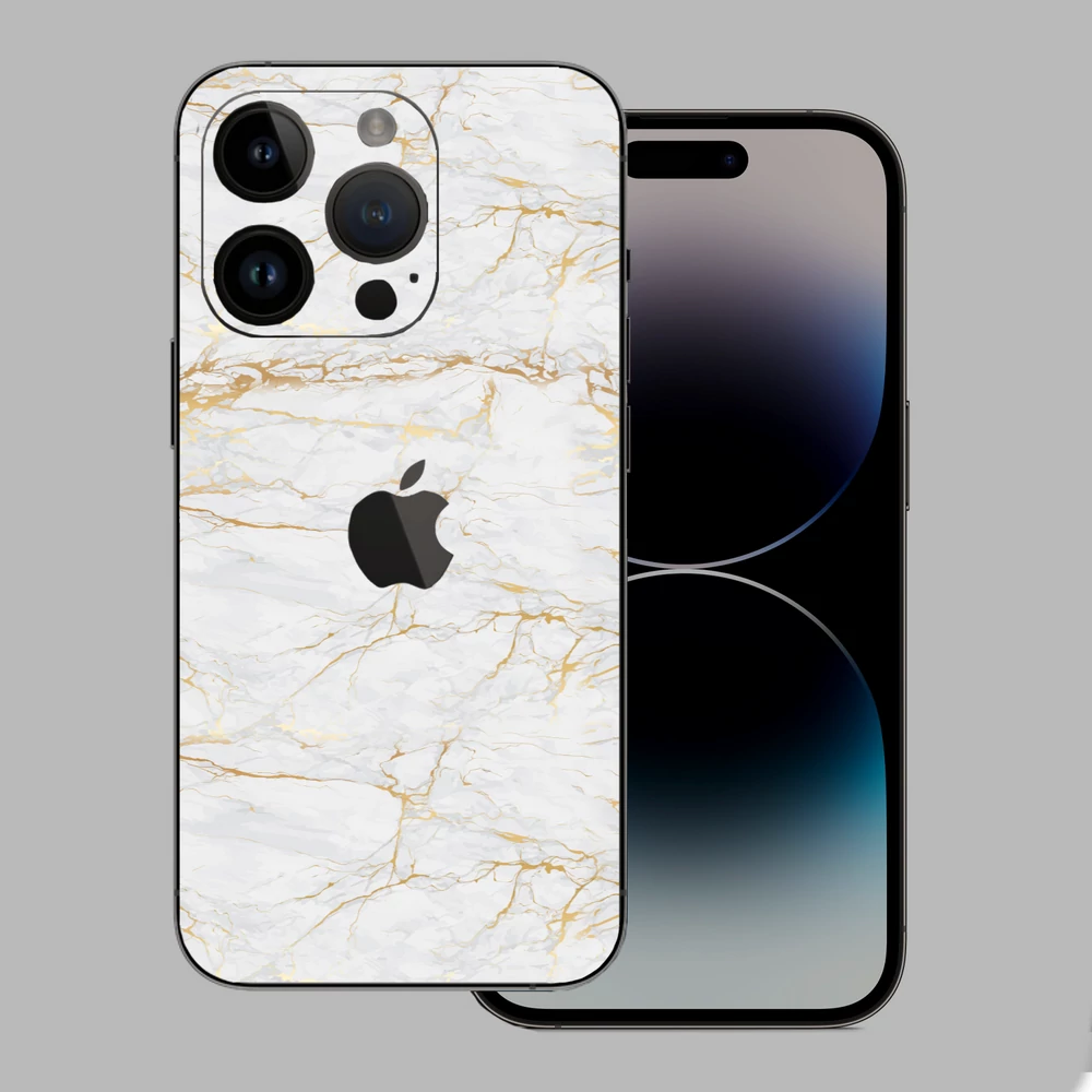 iPhone 14 Pro - Arany márvány mintás hátlap fólia