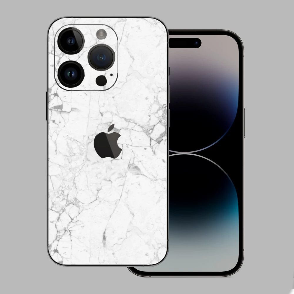 iPhone 14 Pro - Fehér márvány mintás hátlap fólia
