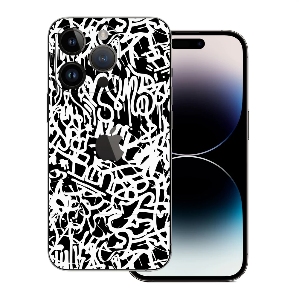 iPhone 14 Pro - Monokróm graffiti hátlap fólia