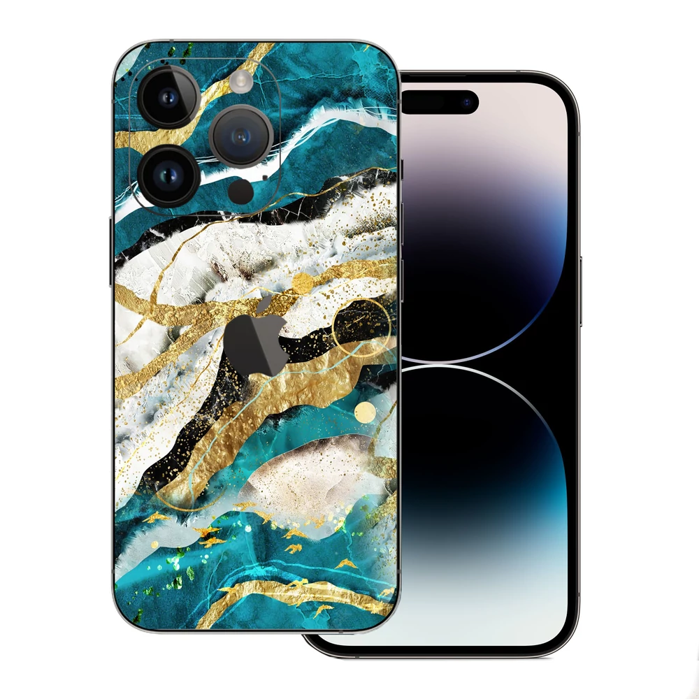 iPhone 15 Pro Max - Kék agata mintás hátlap fólia