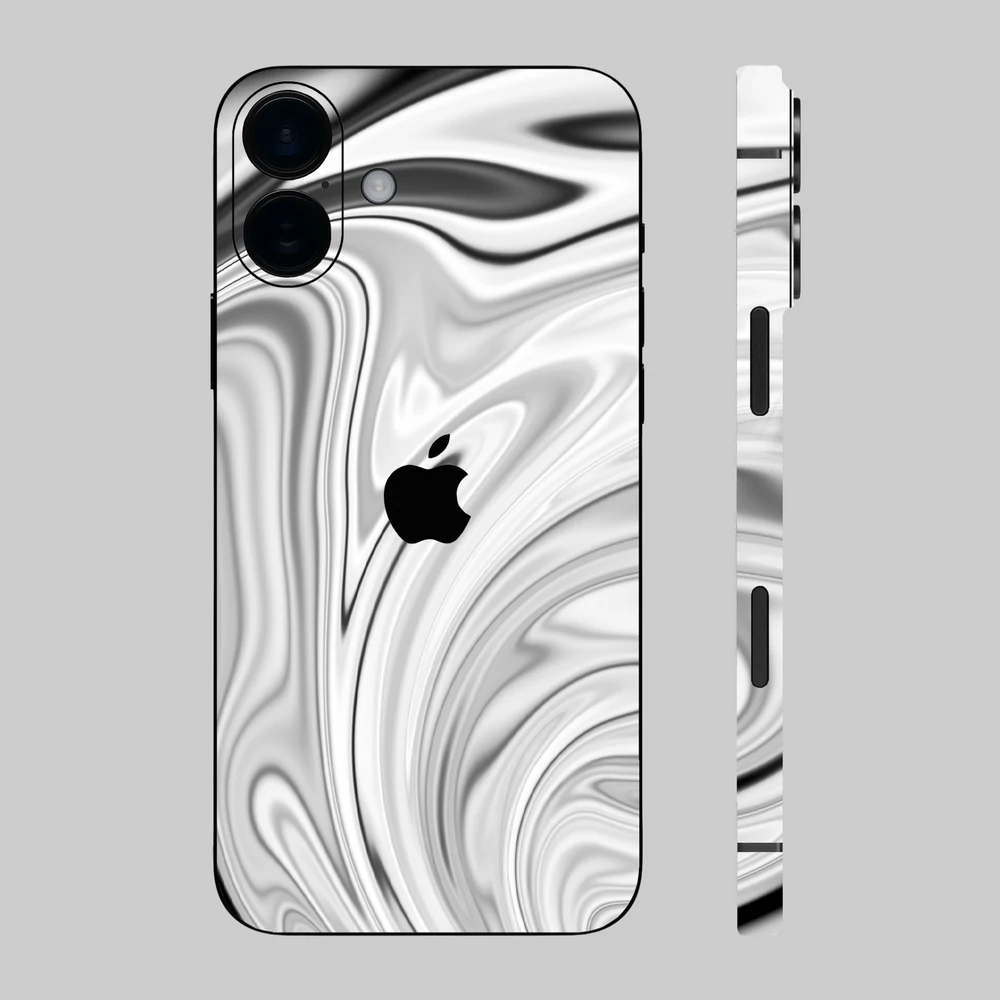 iPhone 16 Plus - Black and white liquid hátlap fólia