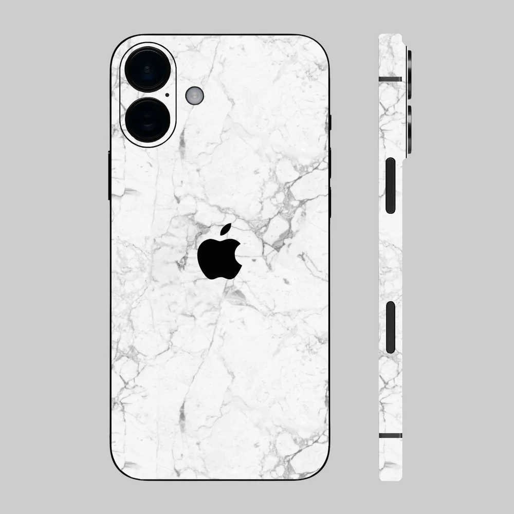 iPhone 16 Plus - Fehér márvány mintás hátlap fólia