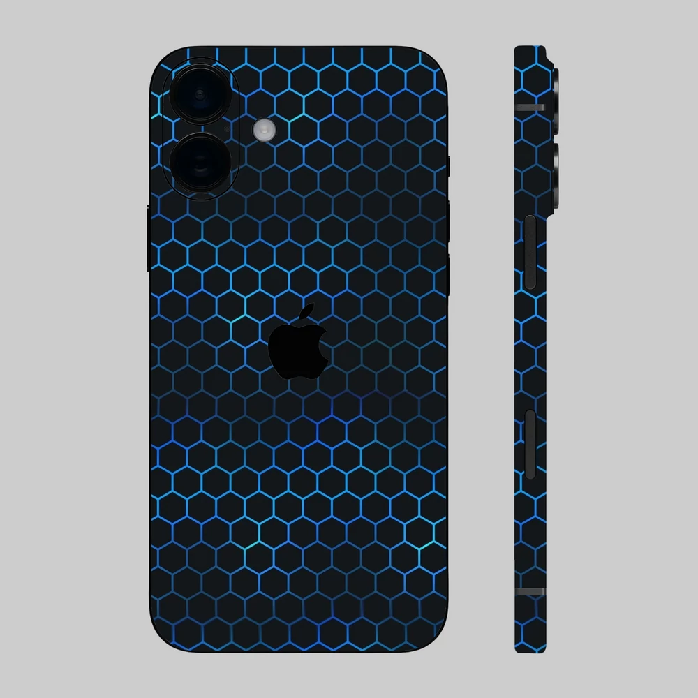 iPhone 16 Plus - Kék méhsejt hátlap fólia