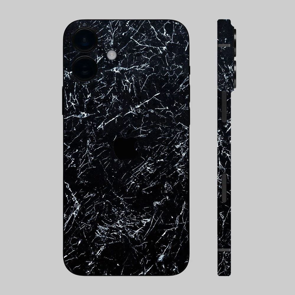 iPhone 16 Plus - Koszos fekete márvány mintás hátlap fólia