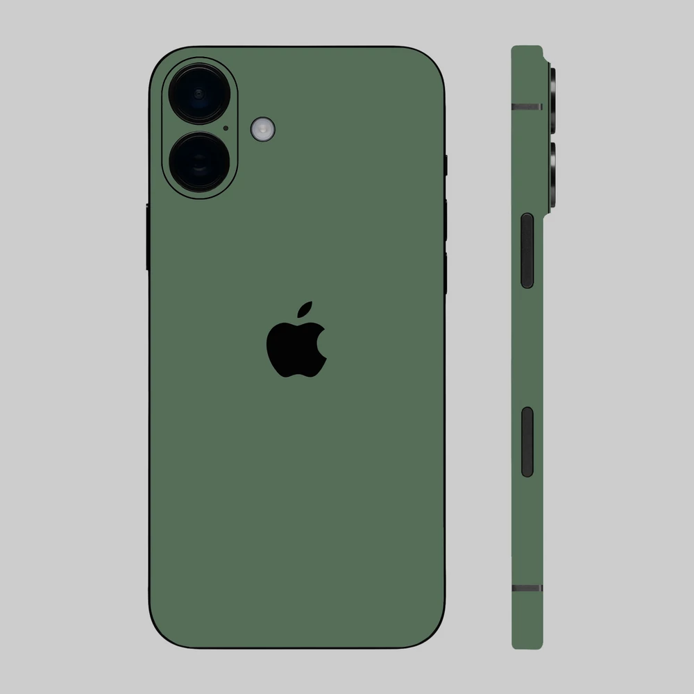 iPhone 16 Plus - Matt katonai zöld hátlap fólia