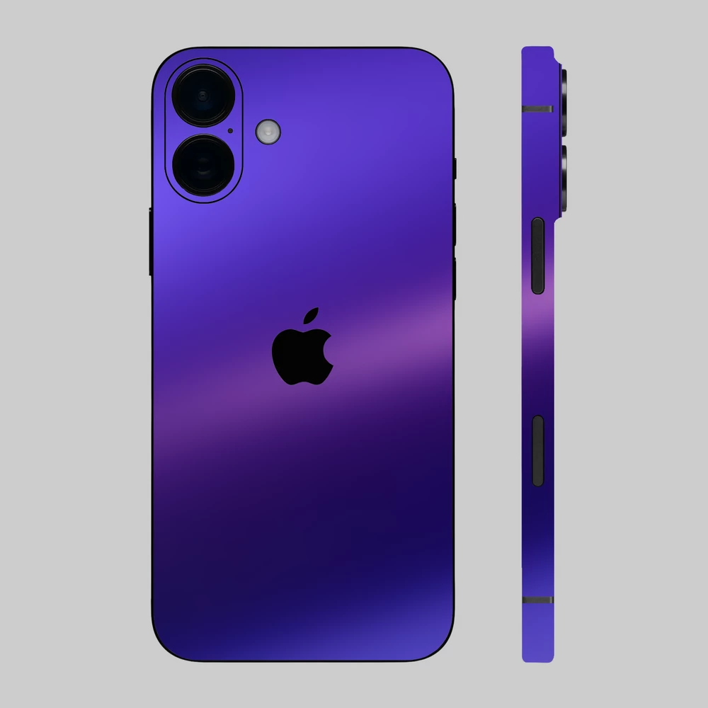iPhone 16 Plus - Matt króm szatén lila hátlap fólia