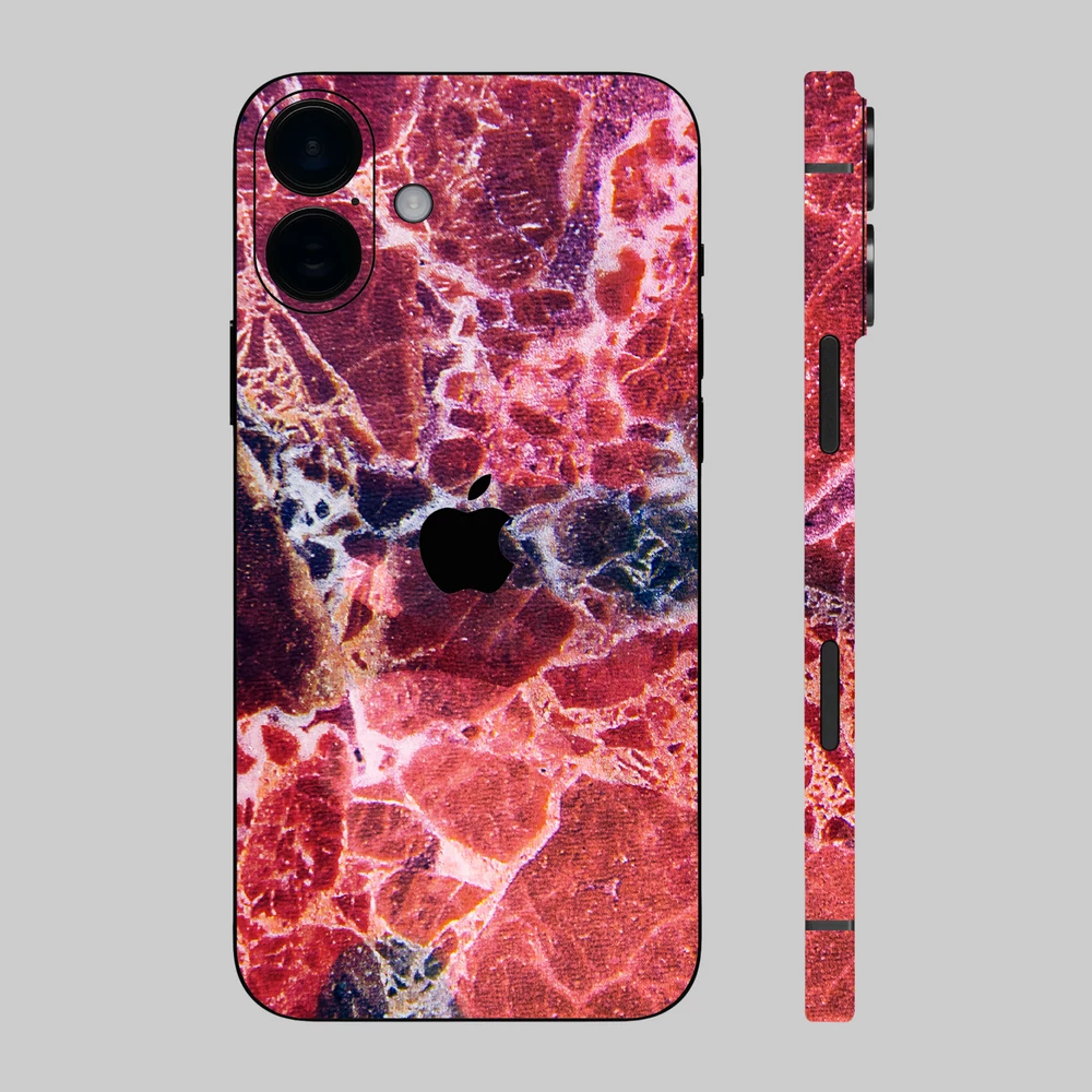 iPhone 16 Plus - Piros márvány mintás hátlap fólia