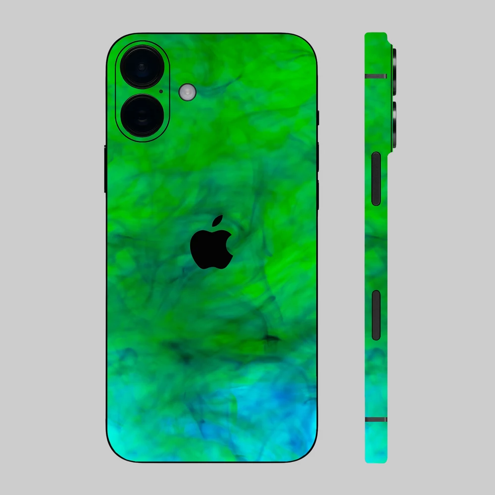 iPhone 16 Plus - Zöld-kék festék hátlap fólia