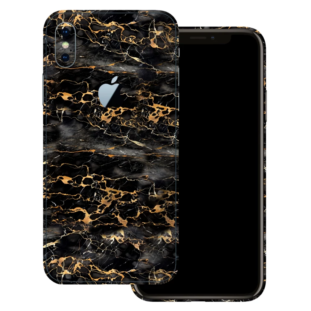 iPhone XS Max - Fekete-arany márvány hátlap fólia
