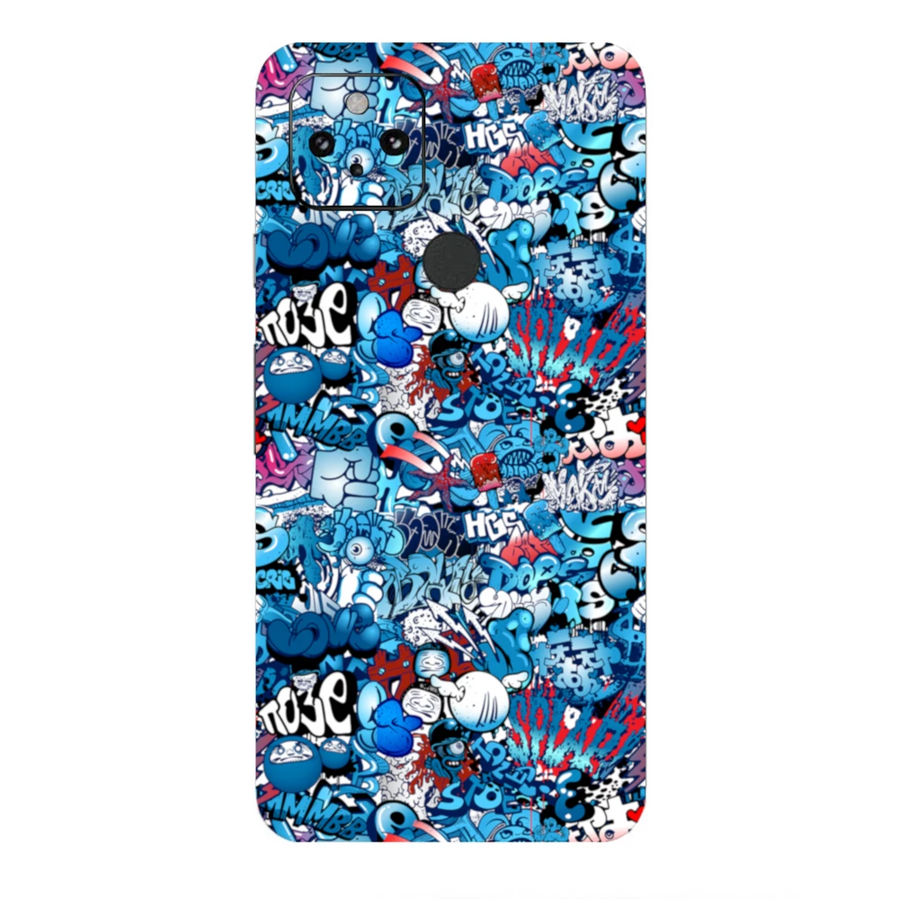 Pixel 5 - Kék graffiti mintás hátlap fólia