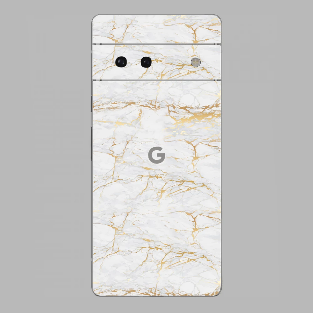 Pixel 6 - Arany márvány mintás hátlap fólia