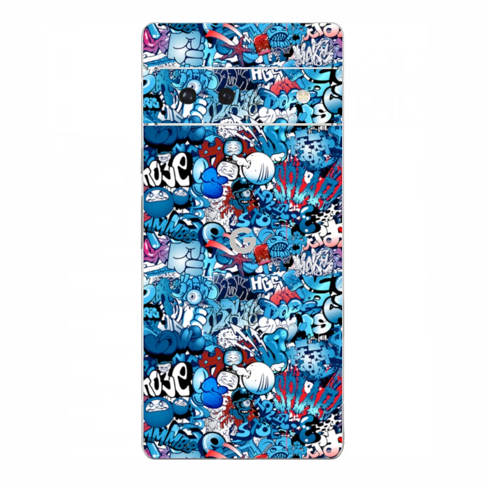 Pixel 6 - Kék graffiti mintás hátlap fólia