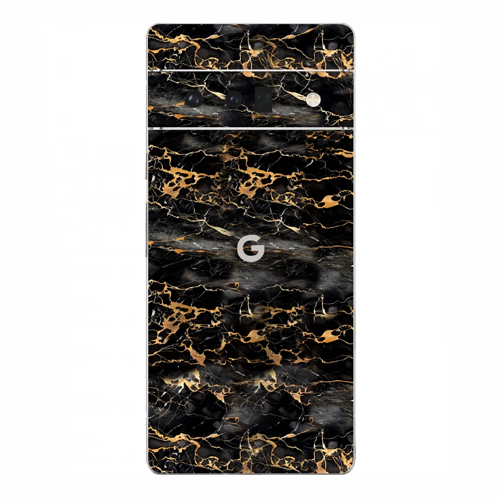 Pixel 6 Pro - Fekete-arany márvány hátlap fólia