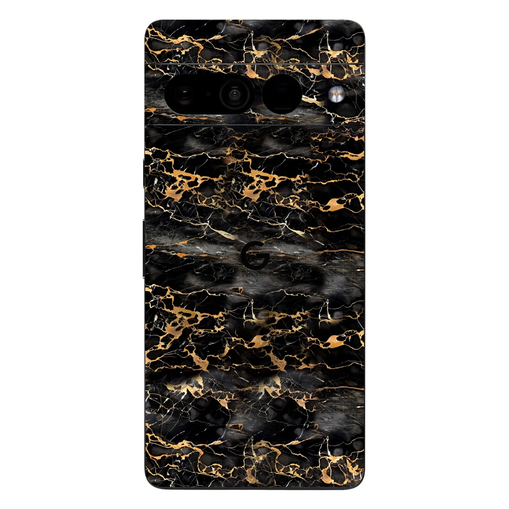 Pixel 7 Pro - Fekete-arany márvány hátlap fólia