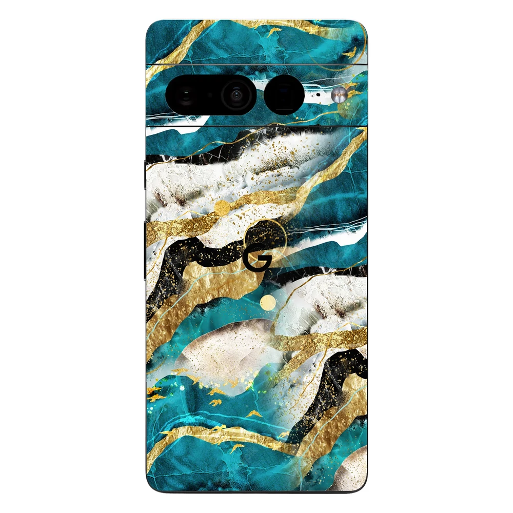 Pixel 7 Pro - Kék agata mintás hátlap fólia
