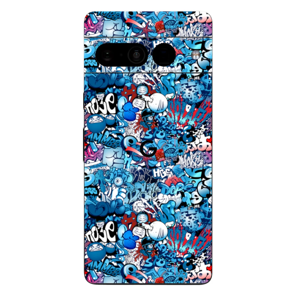 Pixel 7 Pro - Kék graffiti mintás hátlap fólia