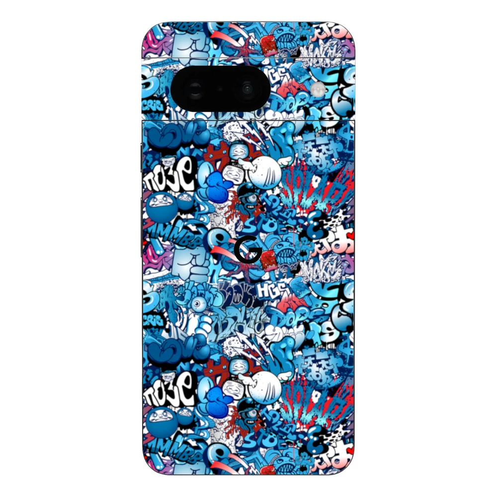 Pixel 8a - Kék graffiti mintás hátlap fólia