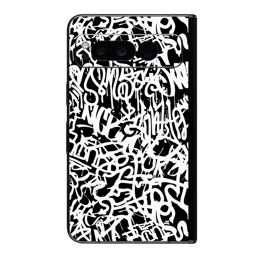 Pixel Fold - Monokróm graffiti hátlap fólia