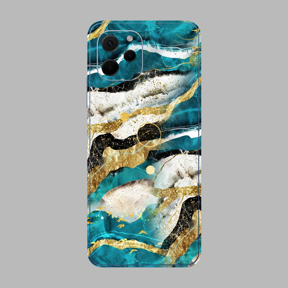 Huawei Nova Y61 - Kék agata mintás hátlap fólia