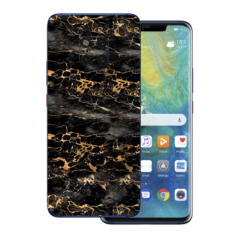 Huawei Mate 20 Pro - Fekete-arany márvány hátlap fólia