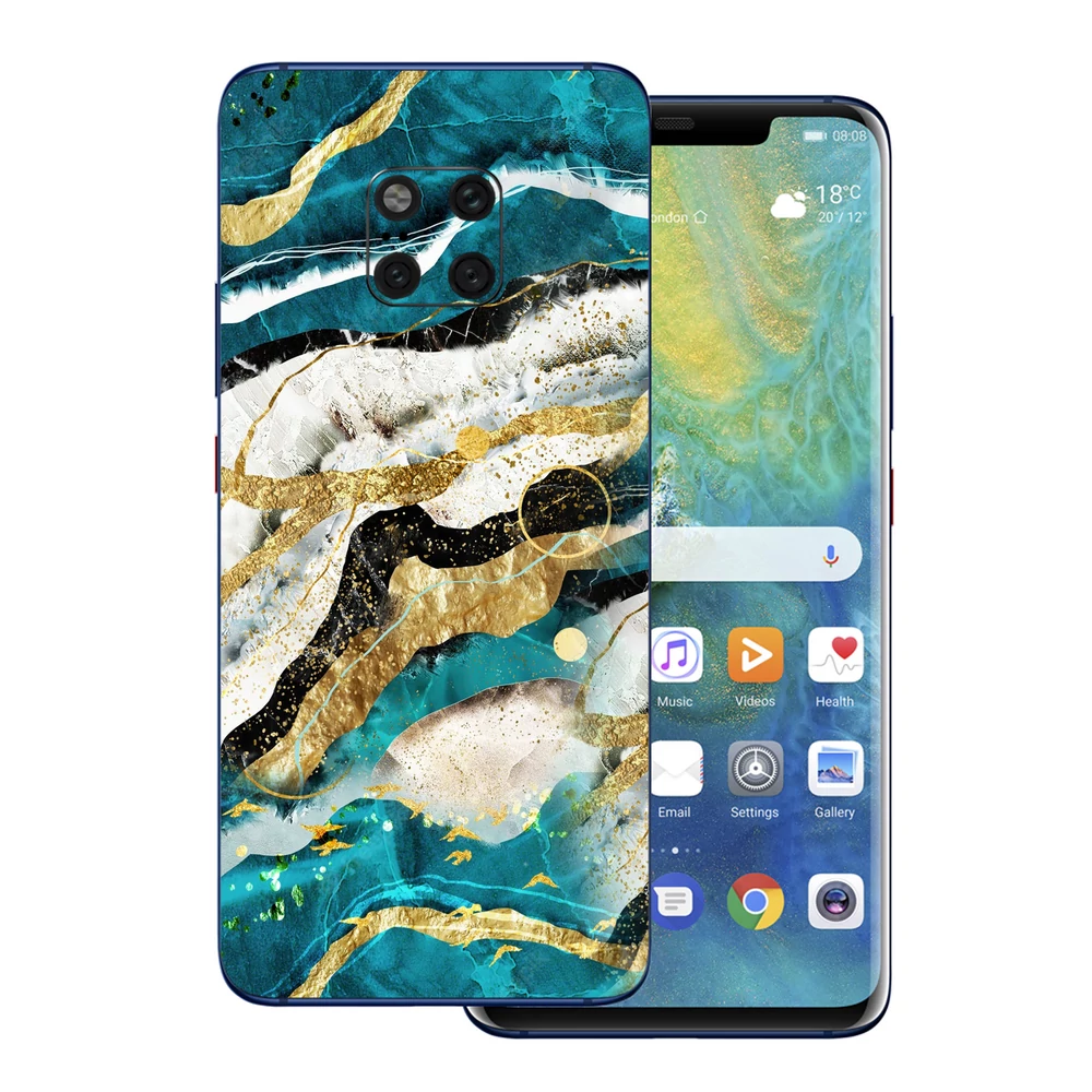 Huawei Mate 20 Pro - Kék agata mintás hátlap fólia