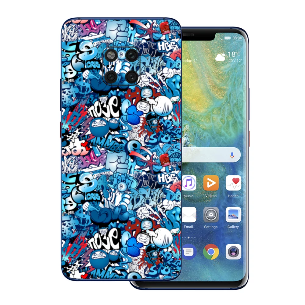 Huawei Mate 20 Pro - Kék graffiti mintás hátlap fólia