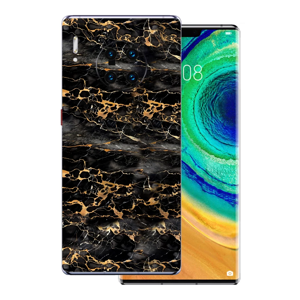 Huawei Mate 30 Pro - Fekete-arany márvány hátlap fólia