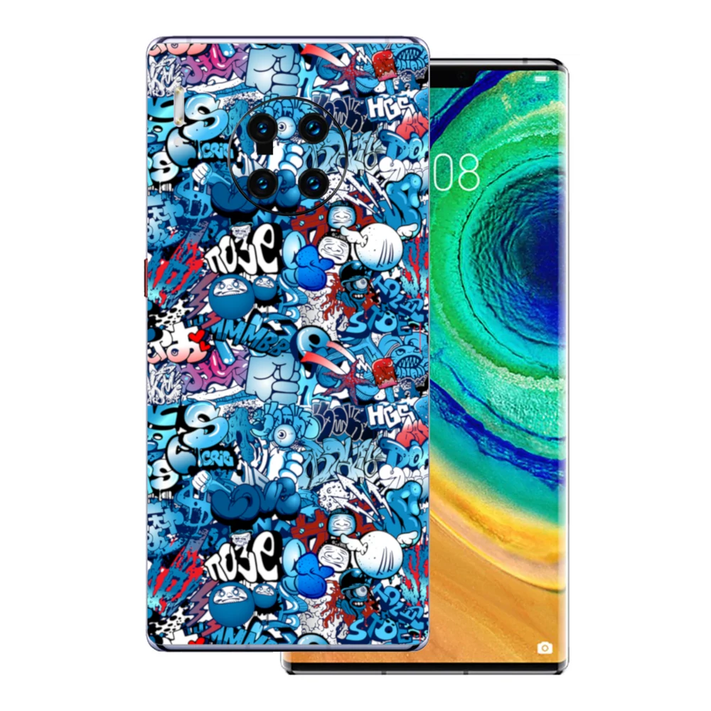 Huawei Mate 30 Pro - Kék graffiti mintás hátlap fólia