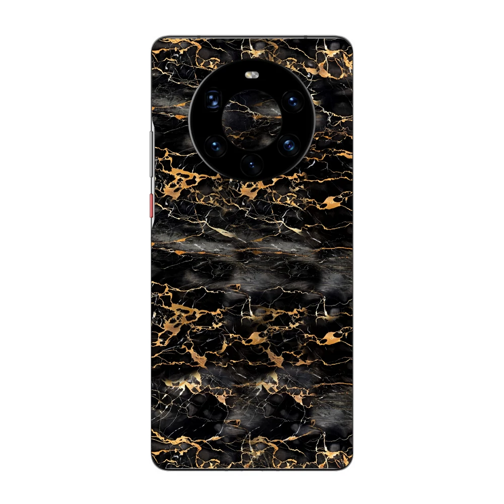 Huawei Mate 40 Pro - Fekete-arany márvány hátlap fólia