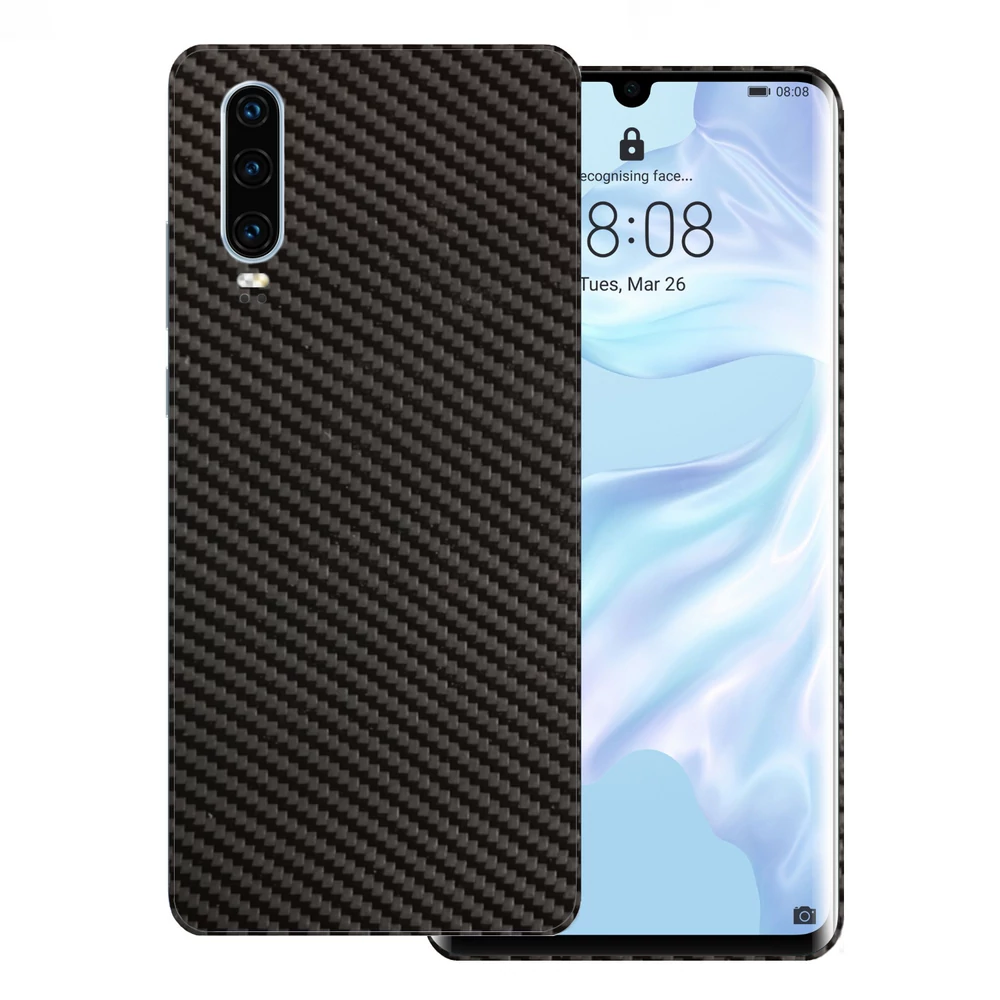 Huawei P30 - 3D fekete karbon hátlap fólia