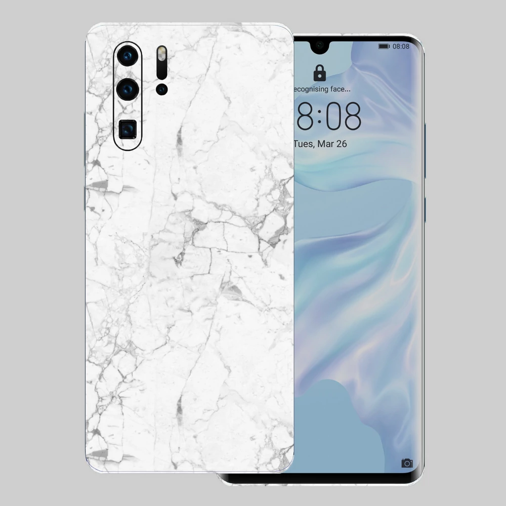 Huawei P30 Pro - Fehér márvány mintás hátlap fólia