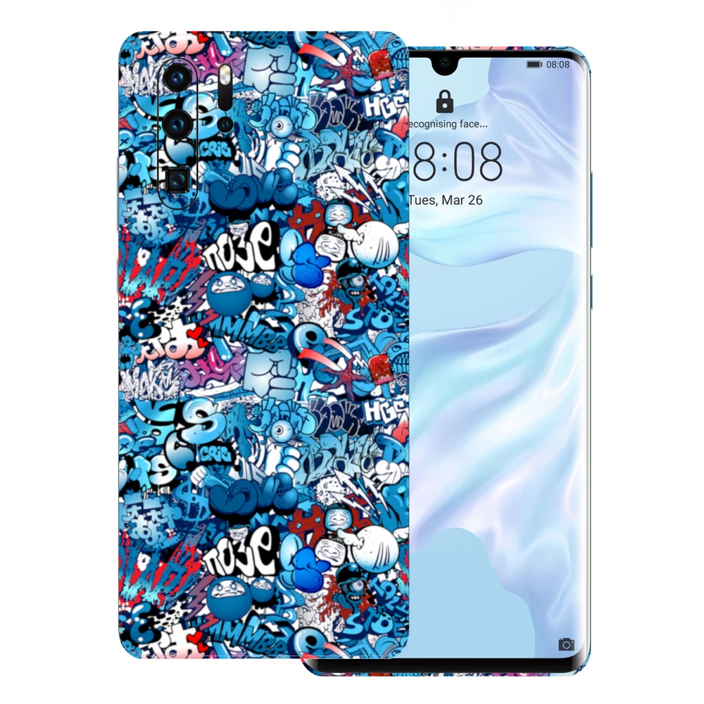 Huawei P30 Pro - Kék graffiti mintás hátlap fólia