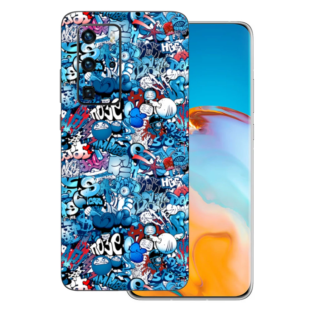 Huawei P40 Pro - Kék graffiti mintás hátlap fólia