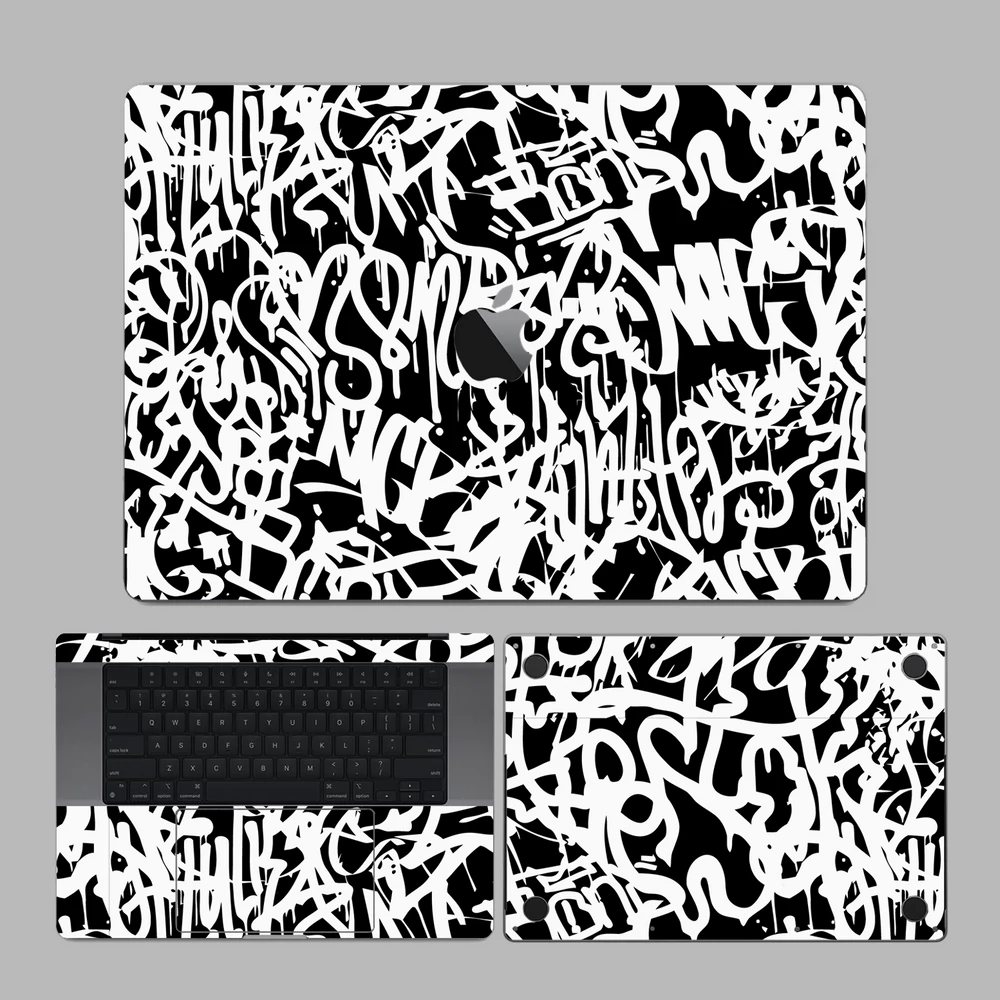 MacBook Pro 13" ( 2022, M2 ) - Monokróm graffiti hátlap fólia