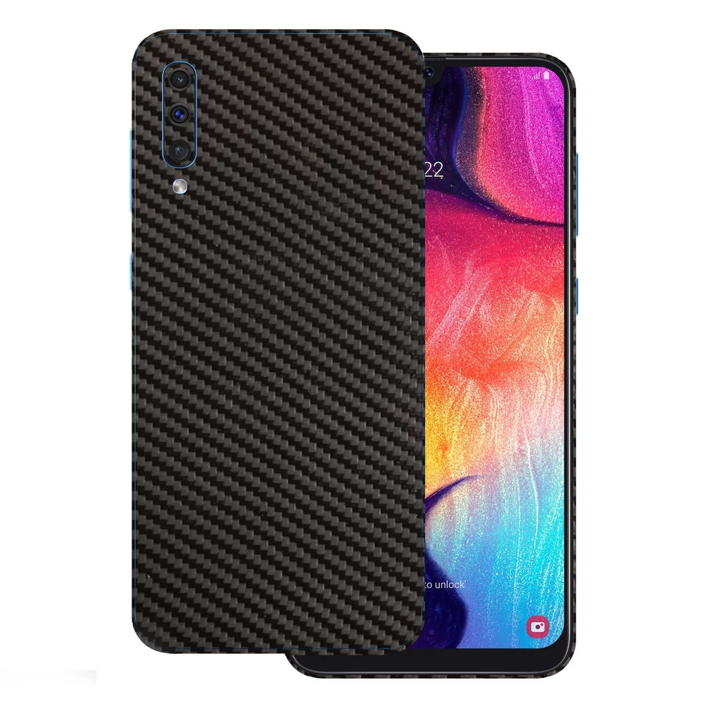 Samsung Galaxy A70 - 3D fekete karbon hátlap fólia
