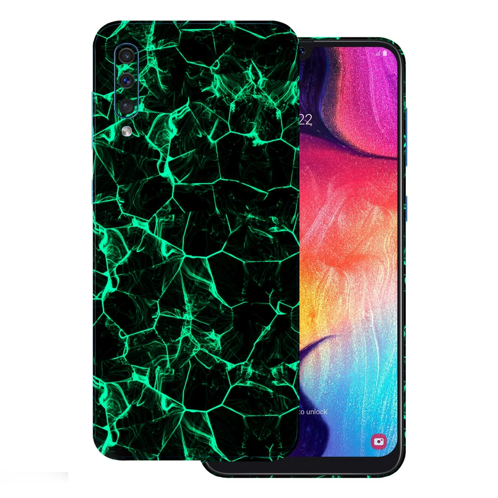 Samsung Galaxy A70 - Zöld füstcsíkos hátlap fólia