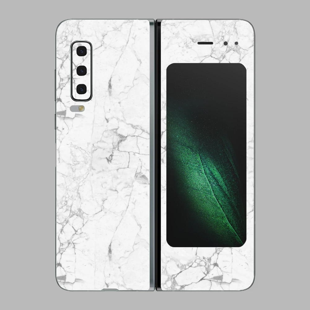 Samsung Galaxy Fold - Fehér márvány mintás hátlap fólia