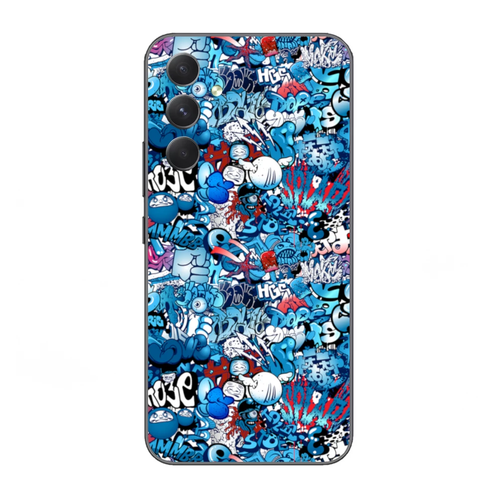 Galaxy A54 - Kék graffiti mintás hátlap fólia