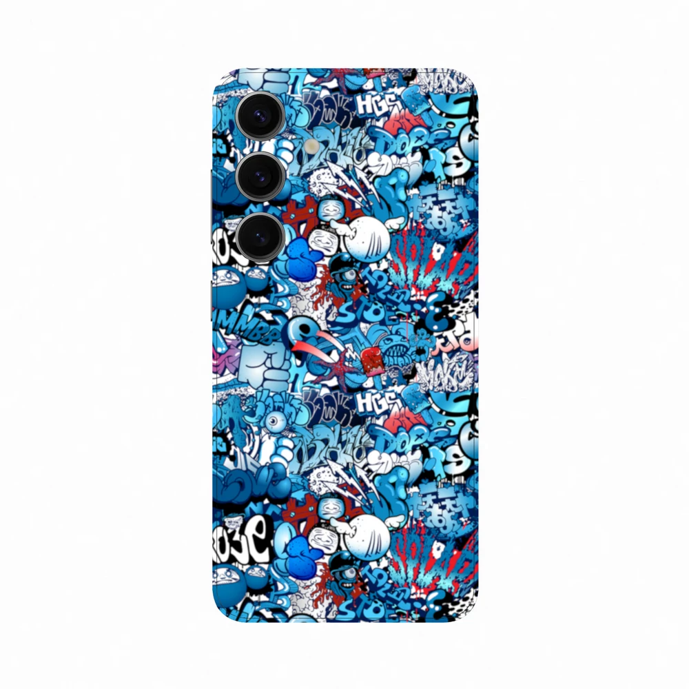Samsung Galaxy S24 - Kék graffiti mintás hátlap fólia