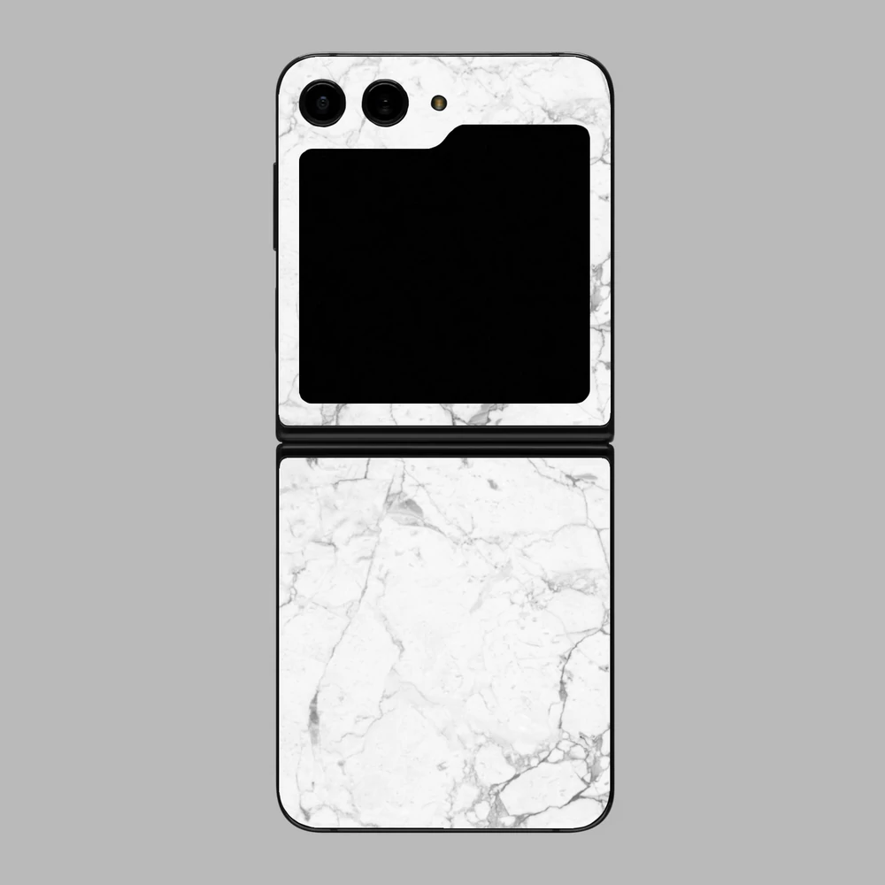 Galaxy Z Flip 6 - Fehér márvány mintás hátlap fólia