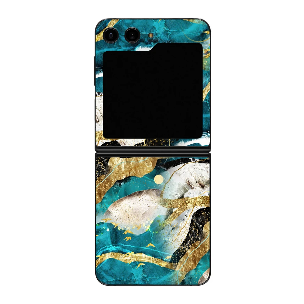 Galaxy Z Flip 6 - Kék agata mintás hátlap fólia