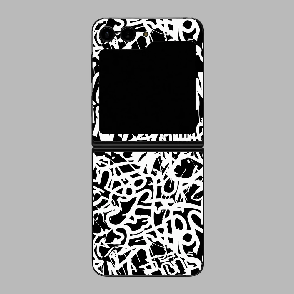 Galaxy Z Flip 6 - Monokróm graffiti hátlap fólia
